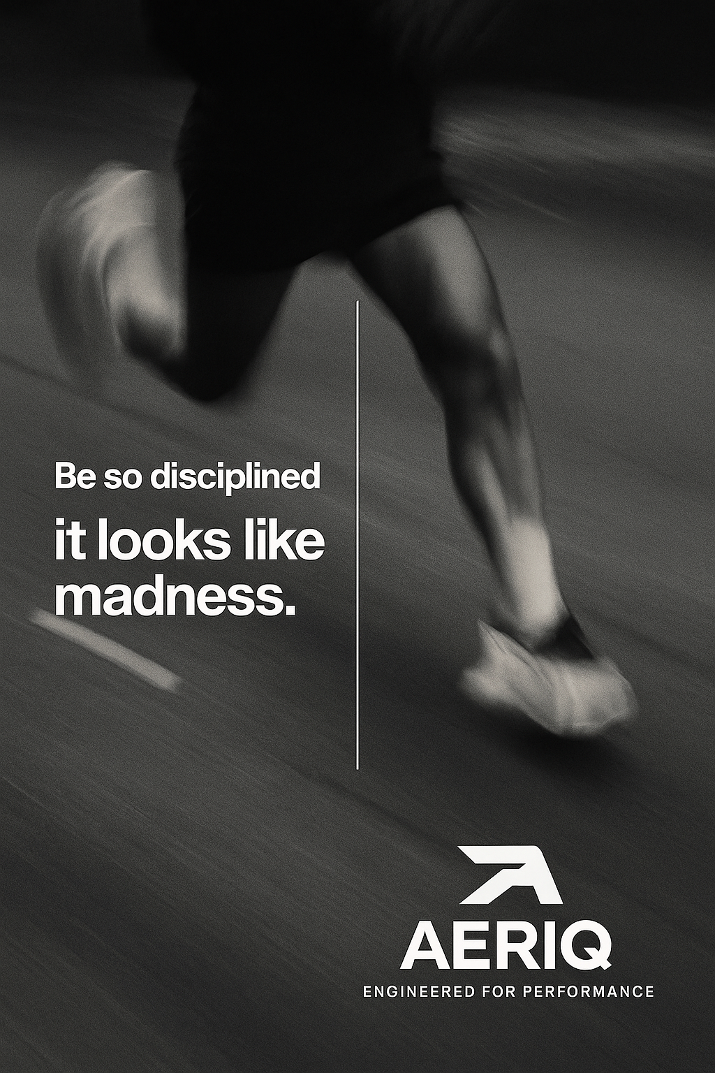 Runner in motion with AERIQ statement